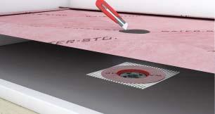 Once you are satisfied with the position of the waterproofi ng sheet, locate the drain hole