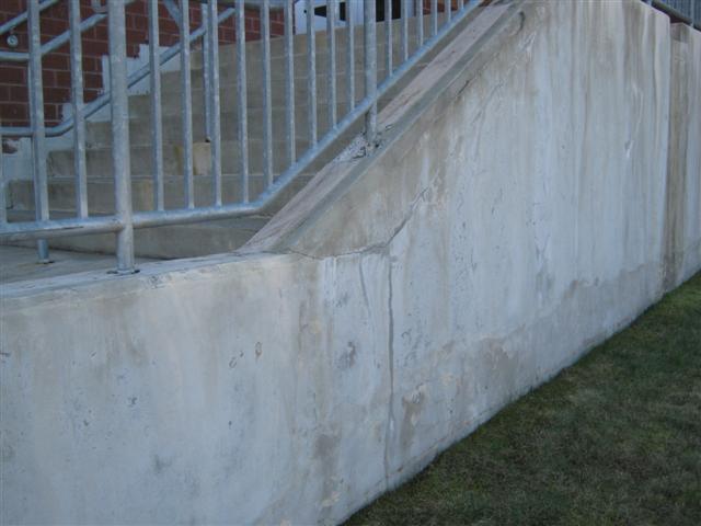 The last item concerns the top of the foundation wall at the stairs adjacent to the loading dock area on the