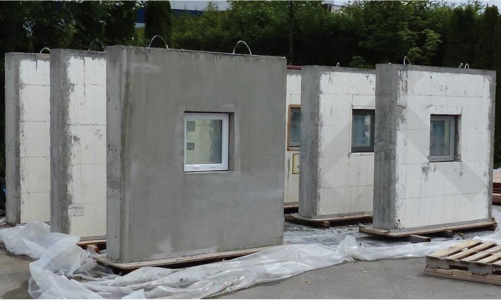 Phases I & II: Laboratory Testing Testing for Phases I and II were performed on 6 ft. x 6t ft. ICF wall sections like the ones in this photo.