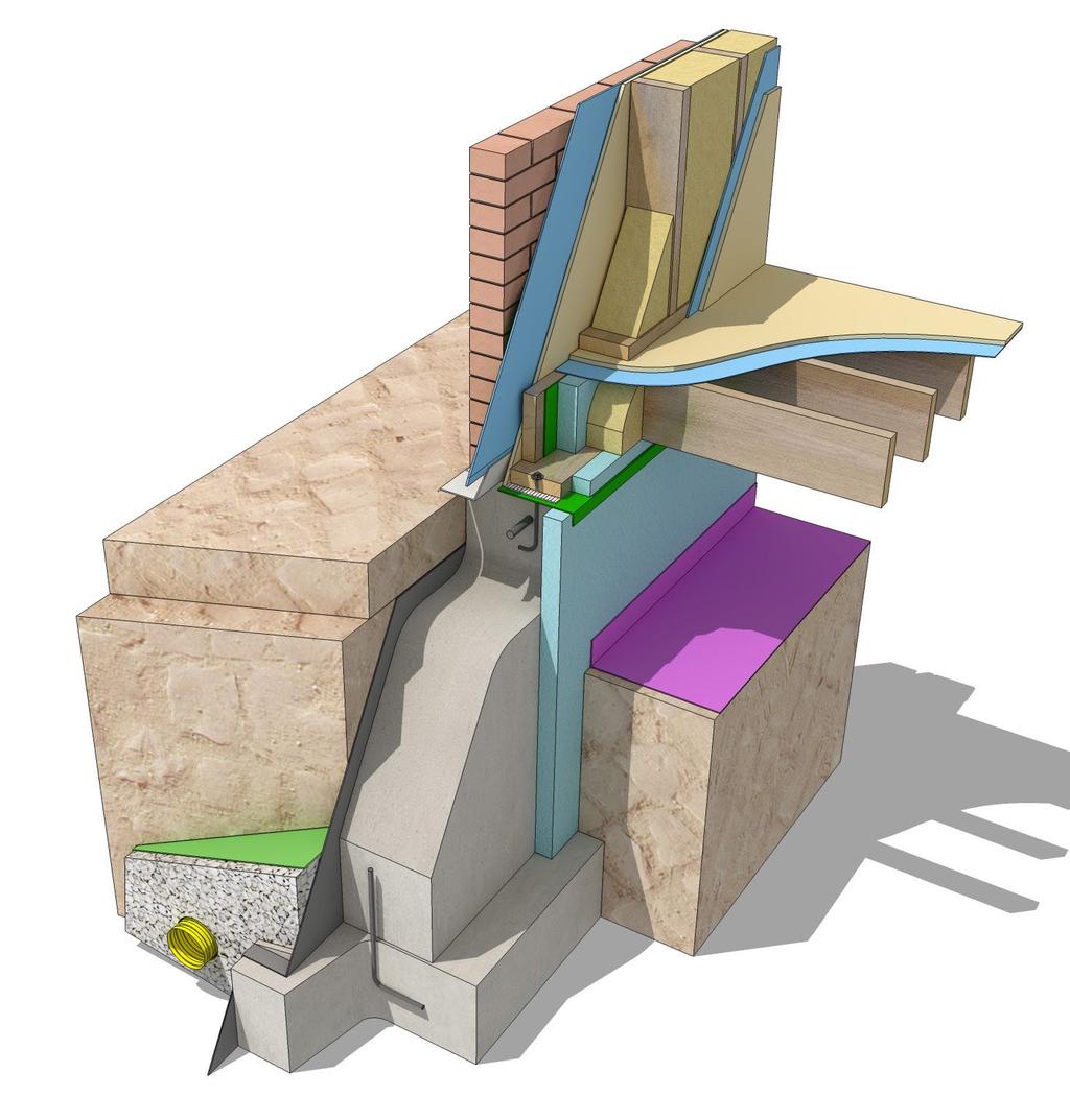 3D Detail G12 - Crawl space foundation, brick veneer