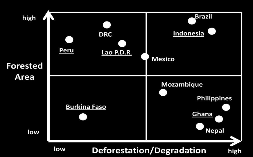 high demonstration values (e.g. Philippines with respect to enhancement of sinks).