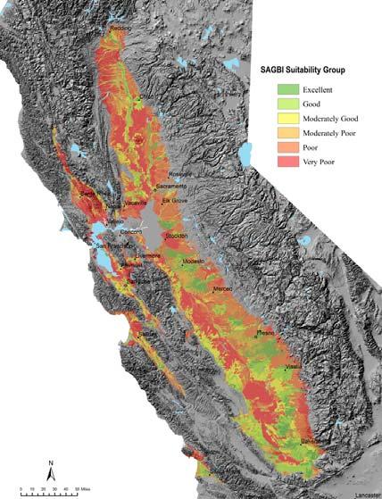 Soil Agricultural Groundwater Banking Index (O Geen et al. 2015, CalAg) 20 Good groundwater banking locations?