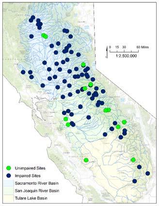 High-magnitude streamflow assessment for groundwater recharge Historical daily streamflow records for 93 stream gauges (13 unimpaired, 80 impaired) 90 th percentile used to designate highmagnitude