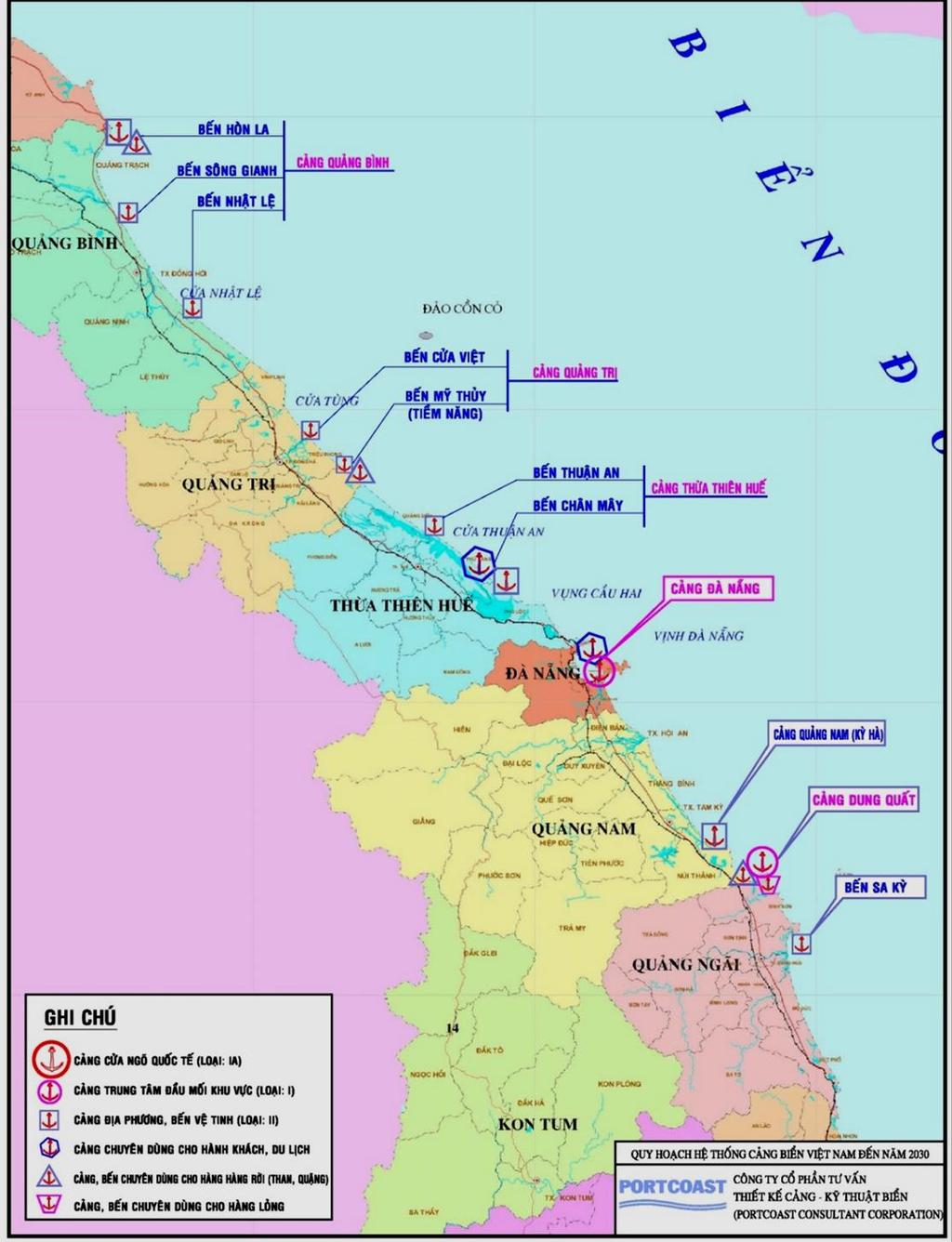 Port Group No.3 19 Area: Quang Binh Quang Tri Thua Thien Hue Da Nang Quang Nam Quang Ngai. Planned capacity of ports : + 2020: 56.