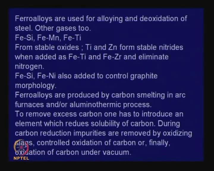 (Refer Slide Time: 07:34) They are used to supply chromium for stainless steel making and to produce alloy steels for mining and milling operations. We need ferrochrome in many others.
