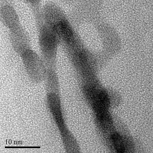 3-3.2 Physical Characteristics The high-resolution transmission electron microscopy (HRTEM) image in Fig. 3-12 depicts the nanocrystal on SiO 2 film after annealing at 900 C for 60s.