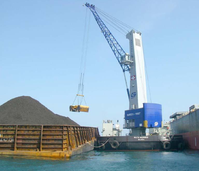 with Grab for Barge Unloading