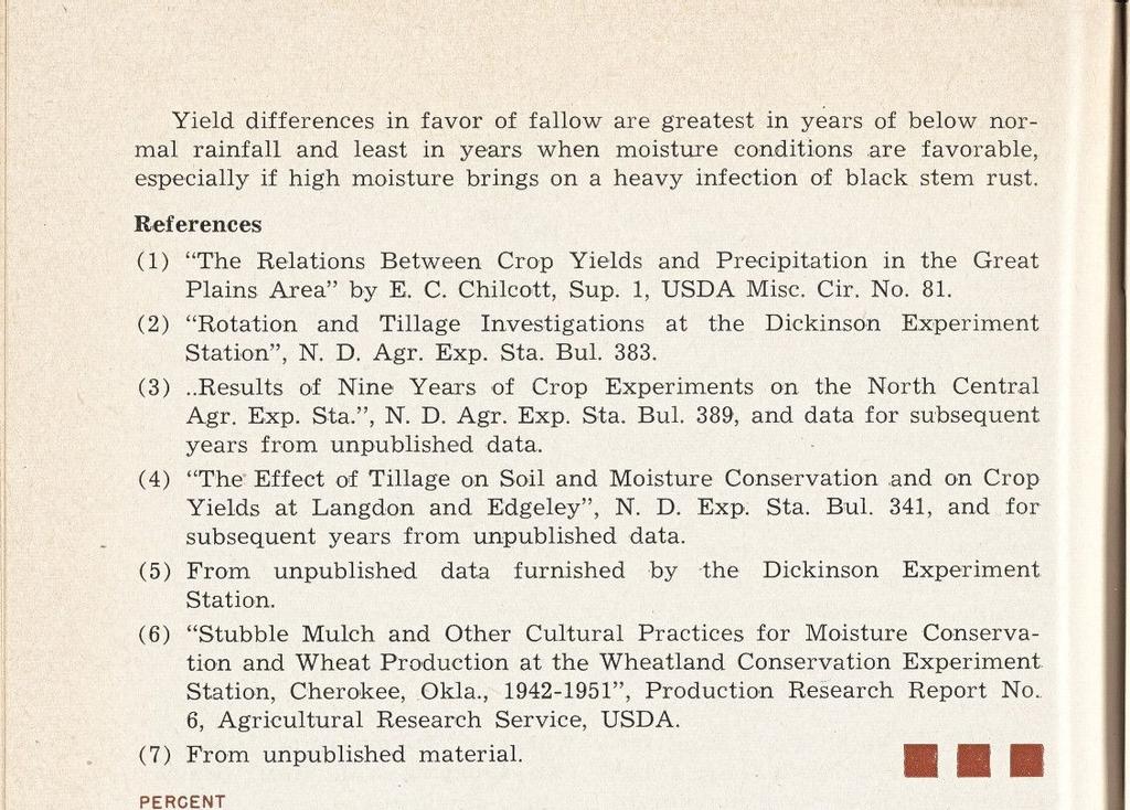 (4) "The Effect of Tillage on Soil and Moisture Conservation and on Crop Yields at Langdon and Edgeley", N. D. Exp. Sta. Bui.