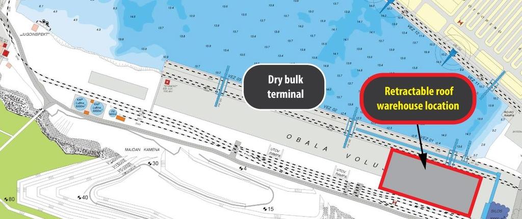 PROJECT 5: BUILDING OF CLOSED STORAGE ON DRY BULK TERMINAL ACCORDING TO DETAIL URBAN PLAN building of closed storage (150mx50m) with movable roof; new storage will ensure optimum degree of protection