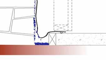 The membrane on the lower portion of the wall has no appreciable R-value and could allow moisture entering from the ground side of the membrane to condense