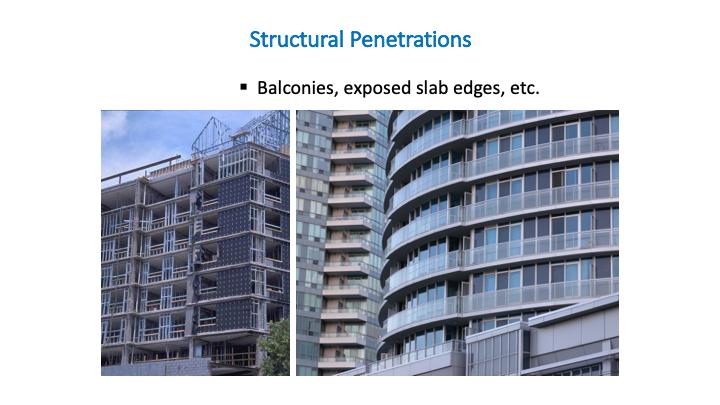 There are other penetrations beyond windows and doors, like balconies, exposed slab