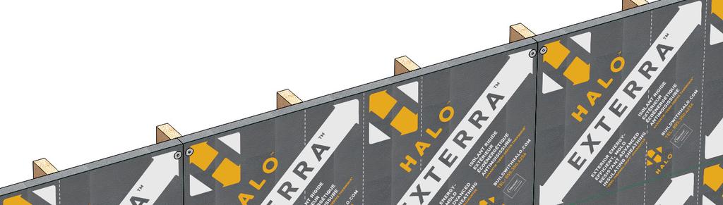 Exterra Over Wood Sheathing Fasteners should be long enough to penetrate Exterra and completely through the wood sheathing substrate.