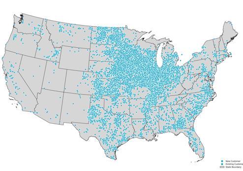 Footprint of Agrible in the U.S.
