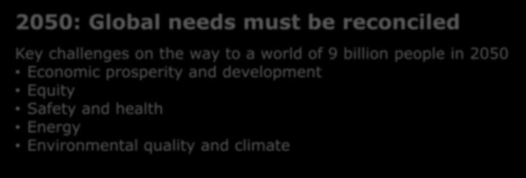 3.01 drivers 2050: Global needs must be reconciled Key challenges on the way to a world of 9 billion people