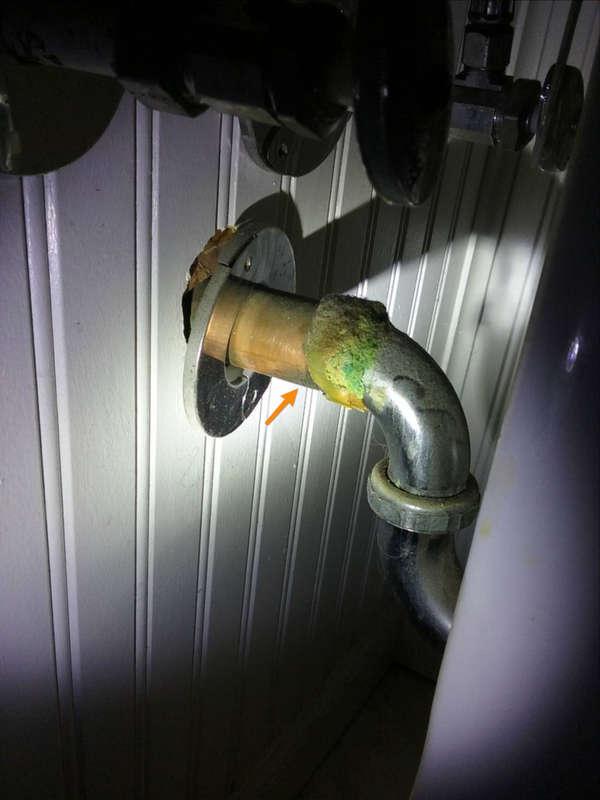 1 Main Water Shut-off Device CORROSION-LEAK Water main shut-off shows signs of corrosion and leaking Recommend a qualified