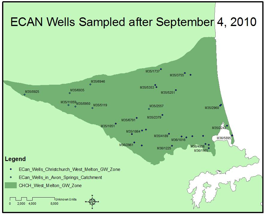 Figure 2: Map showing the location of ECAN wells with