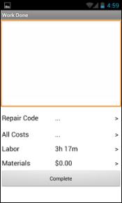4. (Mandatory) Tap the Repair Code field to select the repair category related to the work order. 5.