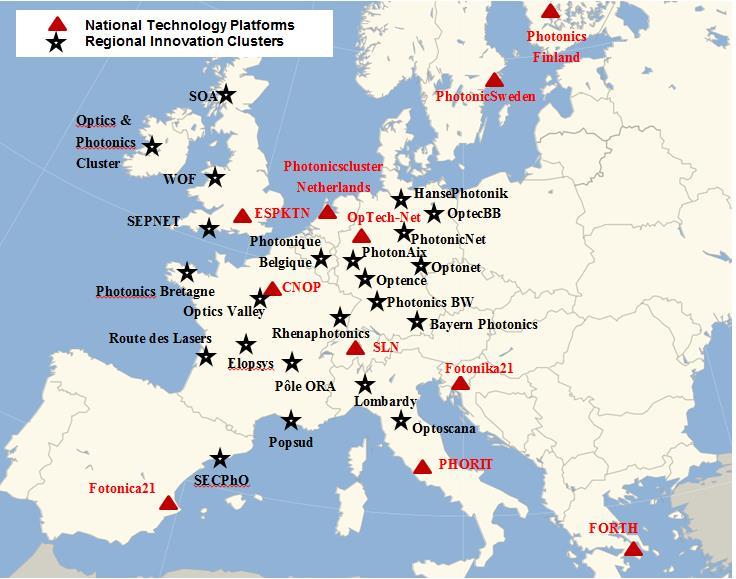 European Photonics Clusters 2016 Optics and photonics clusters are concentrations of optics-related firms and universities that maintain strong research and workforce ties, create quality jobs, share