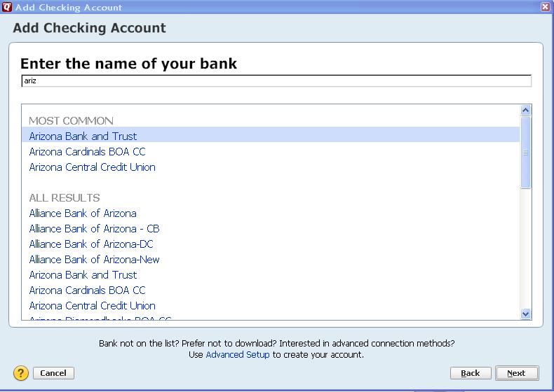 On the Add Account window select the type of account you