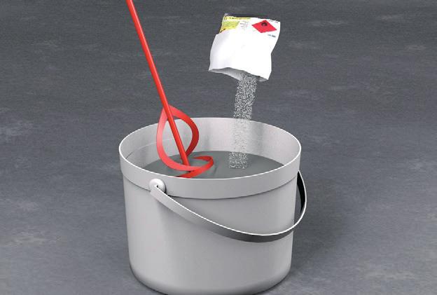 When the two components are mixed, the powder should be stirred into the resin to produce a smooth and homogeneous mixture. We recommend using a mechanical stirrer.