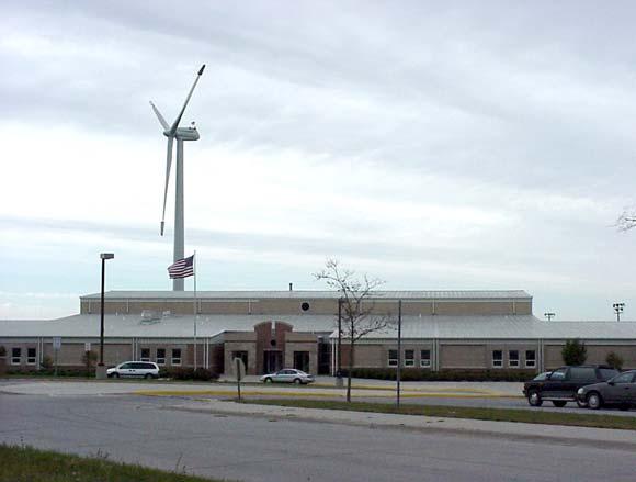 Wind Turbines at Schools and Colleges 600 kw Wind Turbine for School at Forrest City Iowa Wind Turbine Behind the Eldora-New Providence High School Twelve Iowa schools and colleges in Iowa, and five