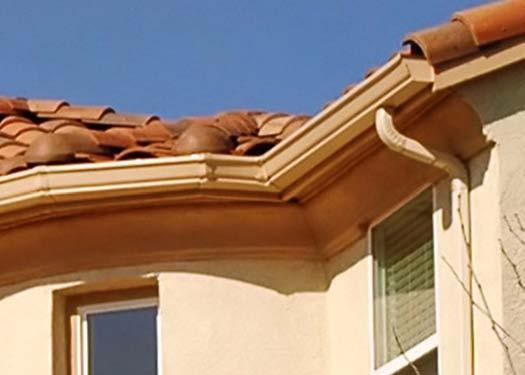 GUTTERS AND DOWNSPOUTS The gutters and downspouts are designed to collect water from the roof and direct it to a safe drainage pathway at the ground or to a subsurface drain.