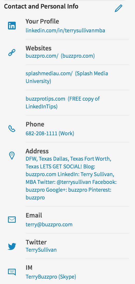 4 - CONTACT INFO SECTION This is a drop down box that contains your contact information such as your email address and phone number.