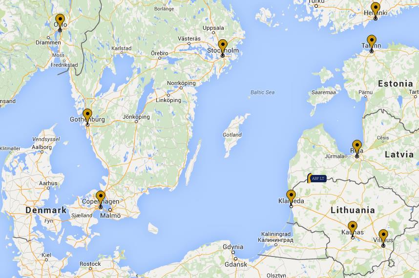 Short distance to sea ports of Klaipeda, Riga &