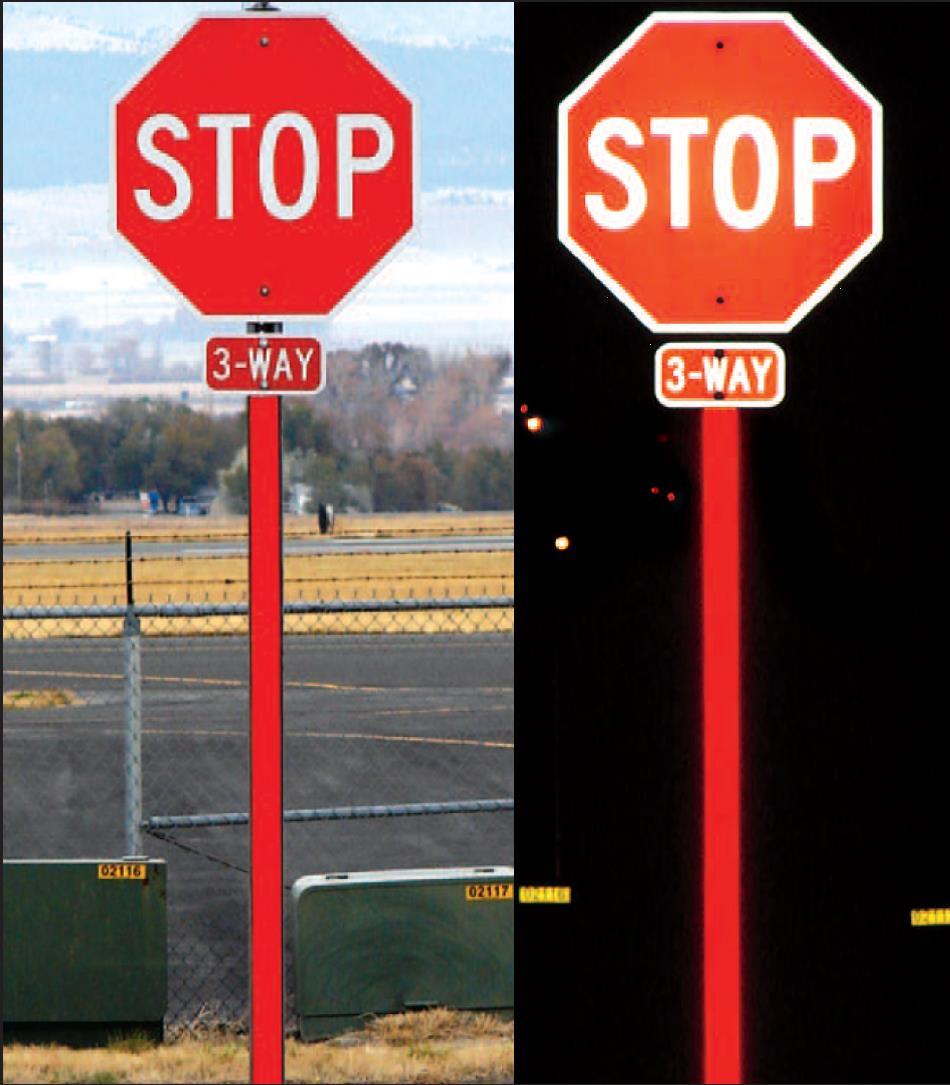 Retroreflective strips on sign posts: Less than $1,000*