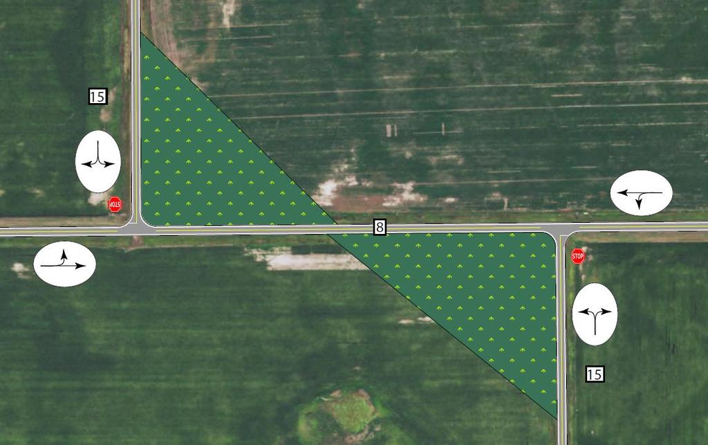 County Road 15 & County Road 8 Offset T-Intersection Alternative Changing the intersection to two offset T-intersections would eliminate the s-curve of the current intersection providing improved
