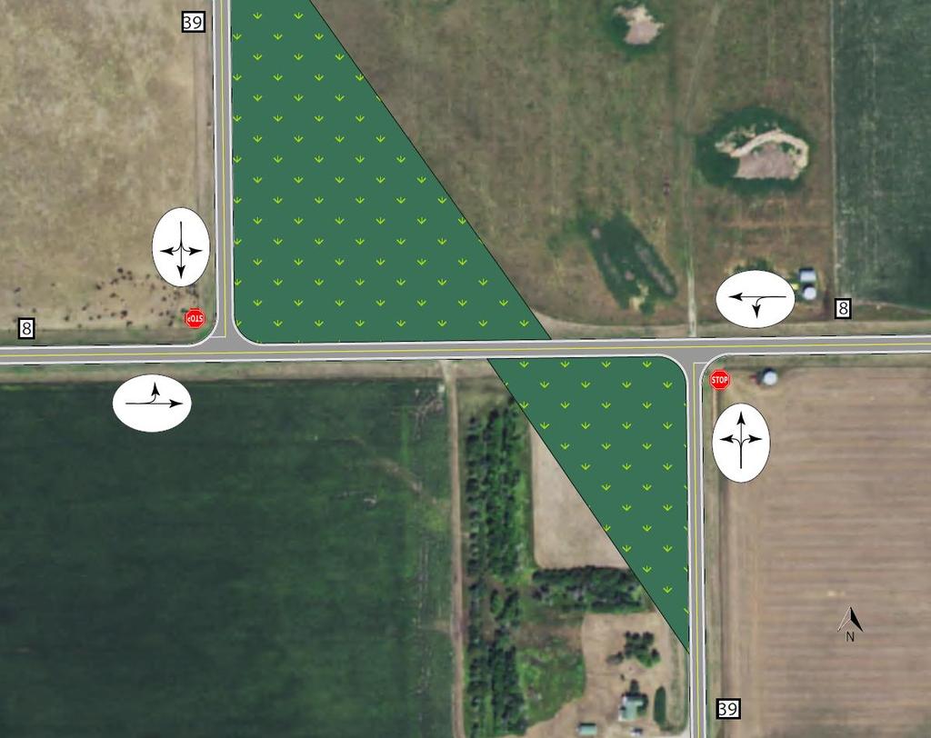 County Road 39 & County Road 8 Offset T-Intersection Alternative Changing the intersection to two offset T-intersections would eliminate the s-curve of the current intersection providing improved
