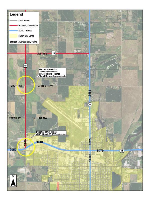 County Road 19/County Road 18 As shown in Figure 6-20, County Road 19 and County Road 18 have been identified as corridors of significance to Beadle County.