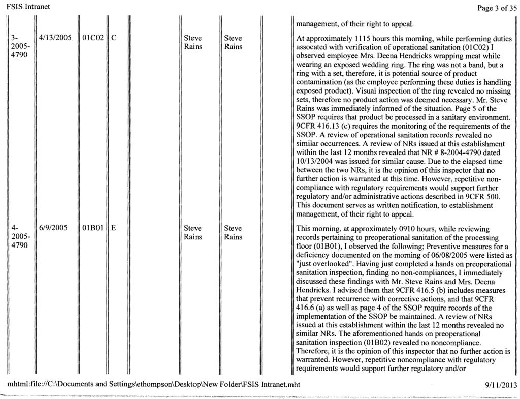 Page 3 of35 I I I 3-4/13/2005 01 C02 C 2005-4- 6/9/2005 01 BO 1 E 2005- management, of their right to appeal.