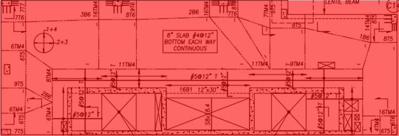 Figure 8: Second Floor Structural Plan Figure 9: Sixteenth Trough Seventeenth Floor Plan Beside the tendons, the slabs have their own reinforcement based on ACI 318-11, and as required, the
