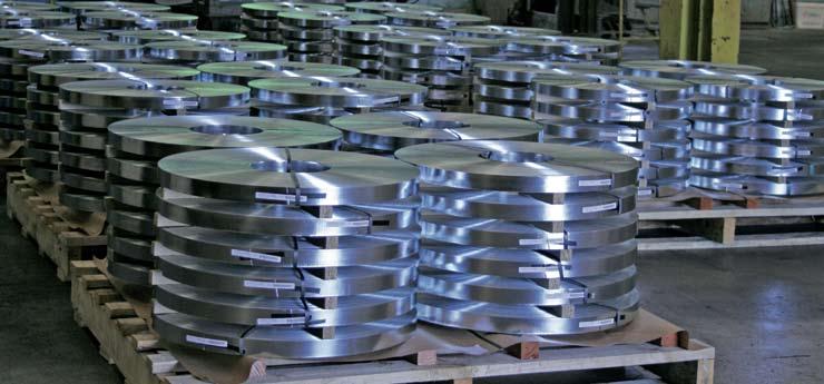 GALVANIZED COATING 9 GALVANIZED STEEL STRIPS (two faces) Slit galvanized low carbon steel strips for cold forming, as EN 10346 material standard and EN 10143 / EN 10140 dimensional and shape