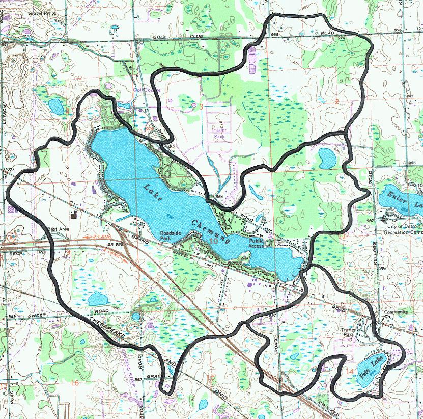 DESCRIPTION OF LAKE AND WATERSHED Lake Chemung is a 313 acre lake located in Sections 3, 4, 9, 10, and 11 of Genoa Township (T. 2N, R. 5E) in Livingston County, Michigan.