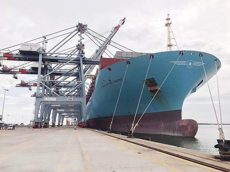 Transhipment Container vessel Margrethe Maersk (Maersk Line) loa 399.