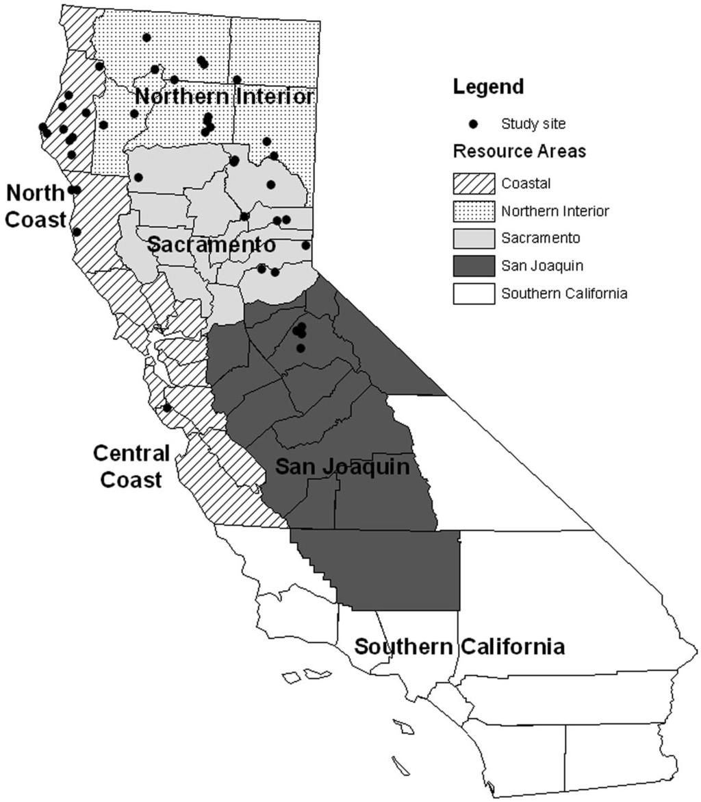 Figure 1. California logging utilization study sites.