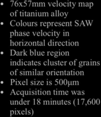 region indicates cluster of grains of similar orientation Pixel size is