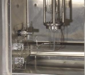 The Reactor Module installed in the Gas Conditioning Oven, which is designed to operate between Ambient and 200 C.