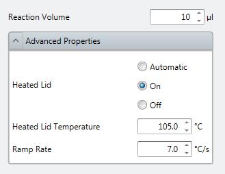 Heated Lid Temperature and Ramp Rate can remain on the default settings.