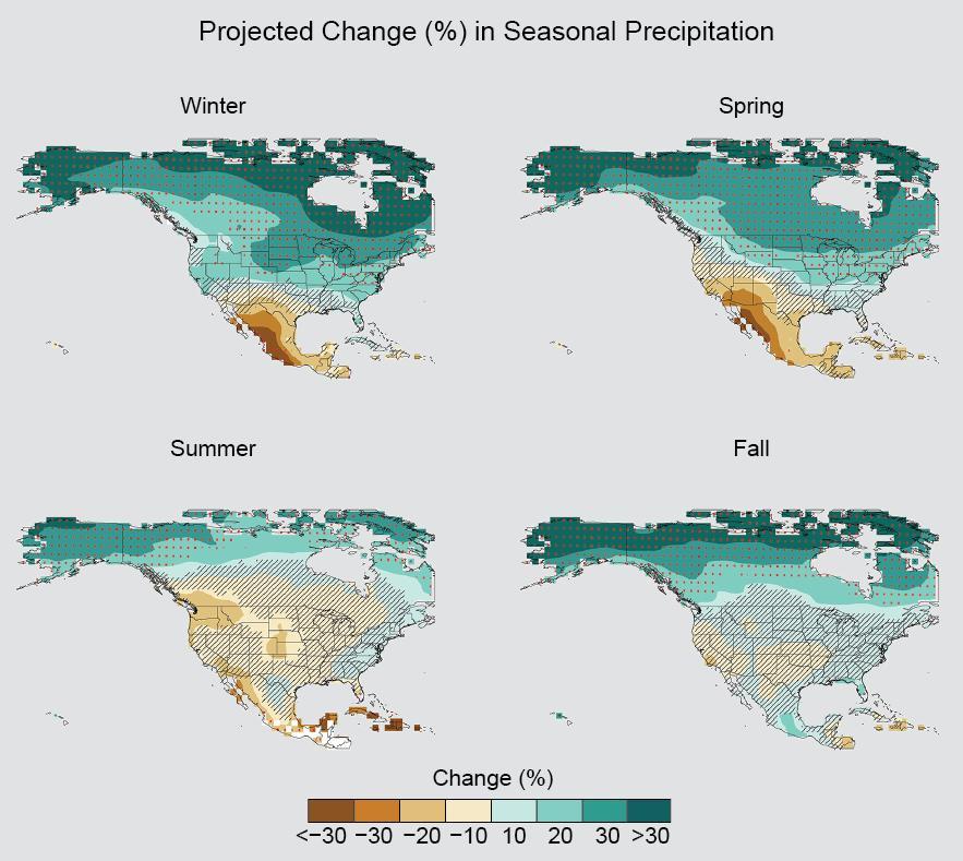 Projected U.S. Precipitation Change 2070-2099 relative to 1975-2005 For RCP8.