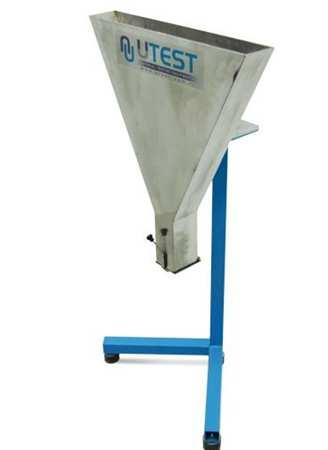 The V Funnel Apparatus is used to evaluate the flow time of freshly mixed