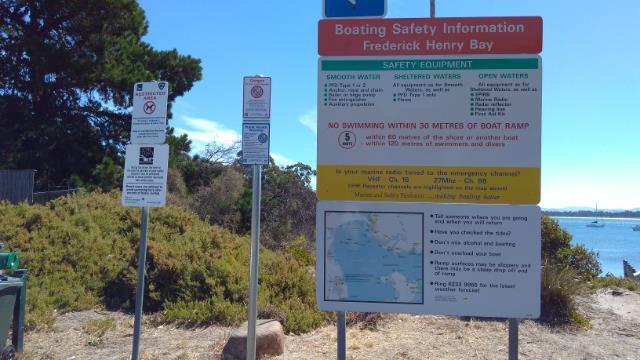 Signs at popular boat ramps and jetties Municipalities: Flinders