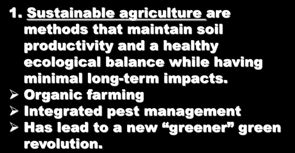 M. Solutions: Sustainable Agriculture 1.