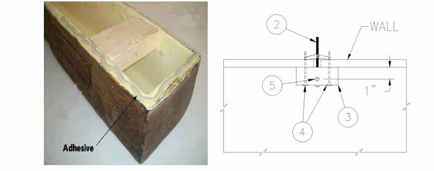 Step 7A - Apply PL Premium or adhesive to the top and bottom of the wood mounting blocks or along the top and bottom of the 2x4 or 2x6 where the Beam will be attached. (Fig. 10) Fig.