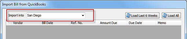 To import a Bill from QuickBooks, select Import from QuickBooks from the QuickBooks drop down on the Transaction tab. The Import Bill from QuickBooks dialog will launch.