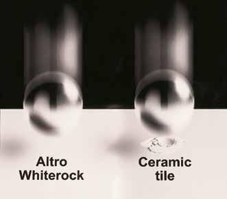 Ceramic tiles with standard grouting absorb significant amounts of water, compromising hygiene; Altro Whiterock doesn t absorb a drop.