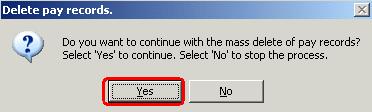Select Yes to continue the mass delete process.