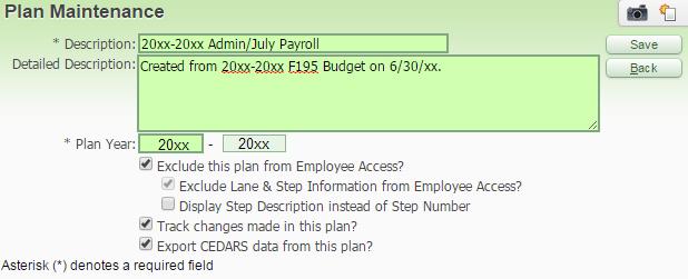 Menu: Web HR, Employee Management, Plan Management Select the Plan Management Option Click the Add button to create a new plan. Enter Plan year 2017-2018.